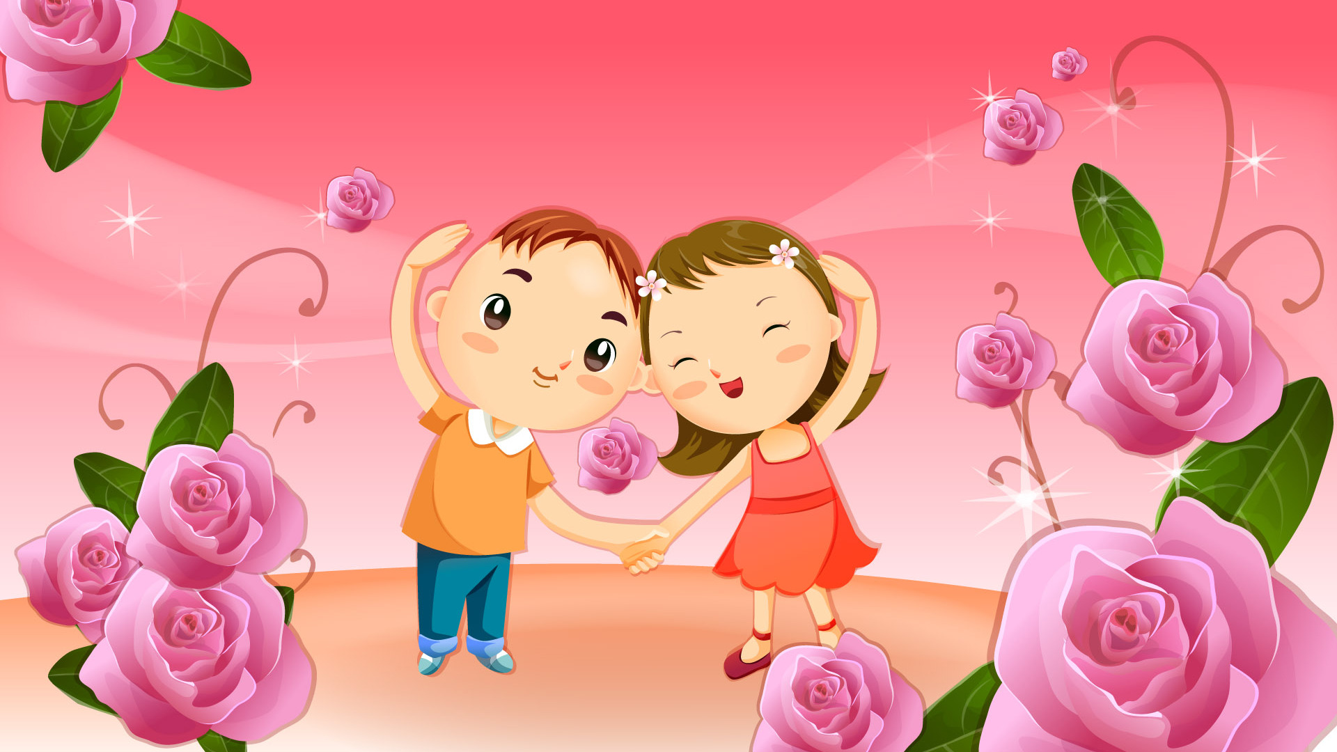 Download Cute cartoon couple wallpaper