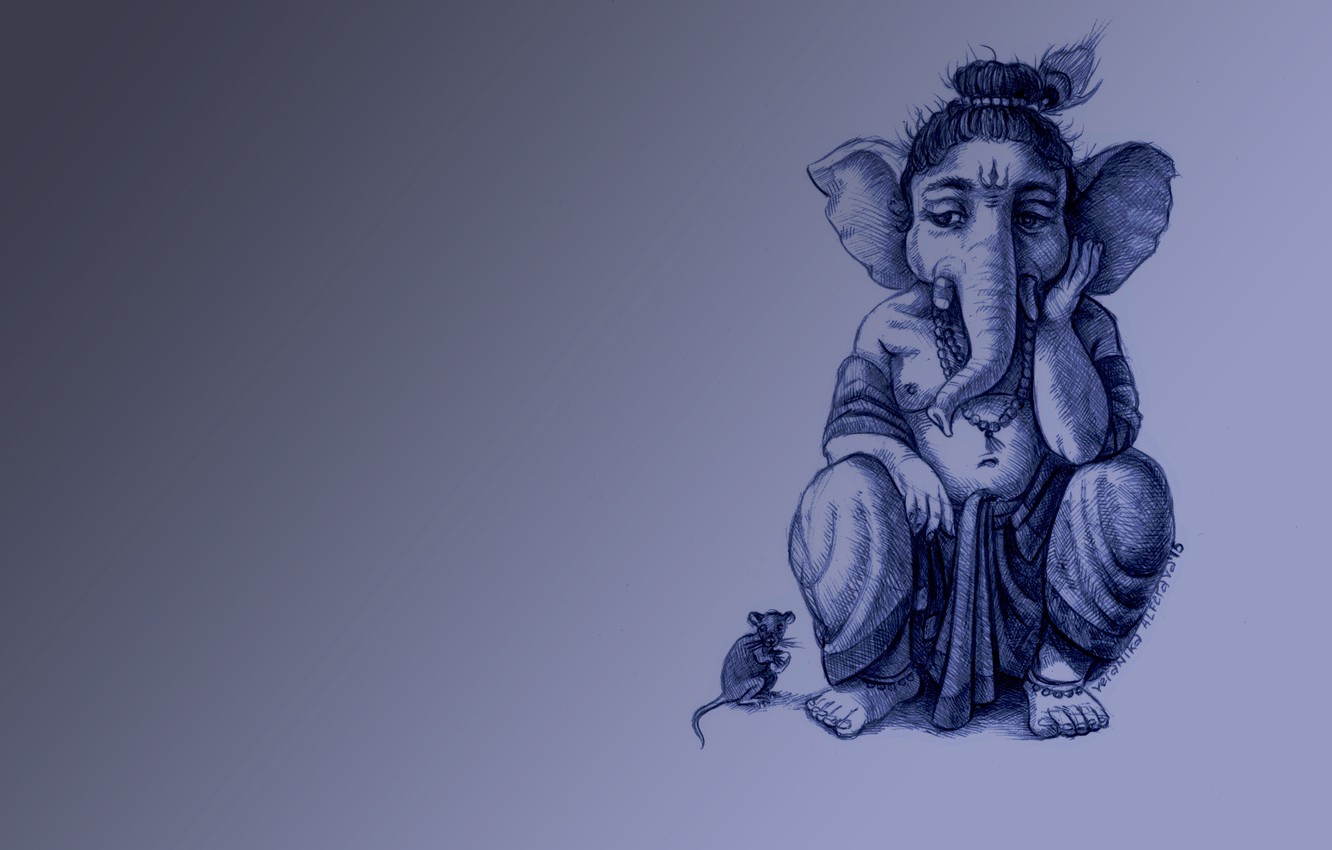 Wallpaper Sadness Elephant Mouse Ganesh Cool Background Image