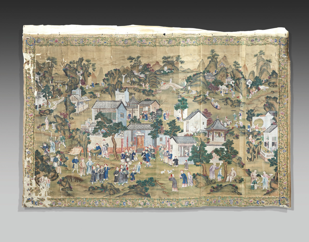  of Chinese Export Silk Wallpaper Panels Qing Dynasty Qianlong Period