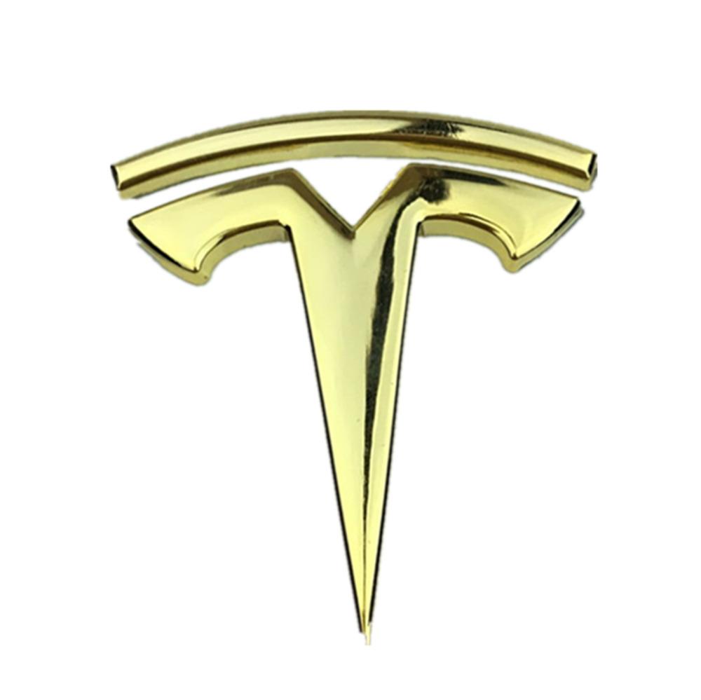 Gold Metal Tesla Logo Car Body Side Fender Rear Emblem Badge Fit