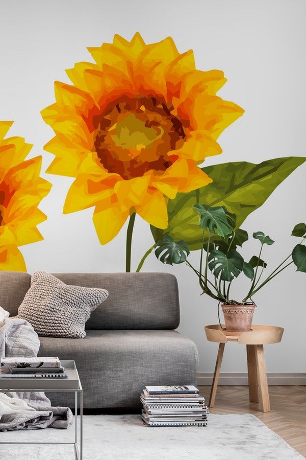 Two Great Sunflower Wallpaper Wall Art Room