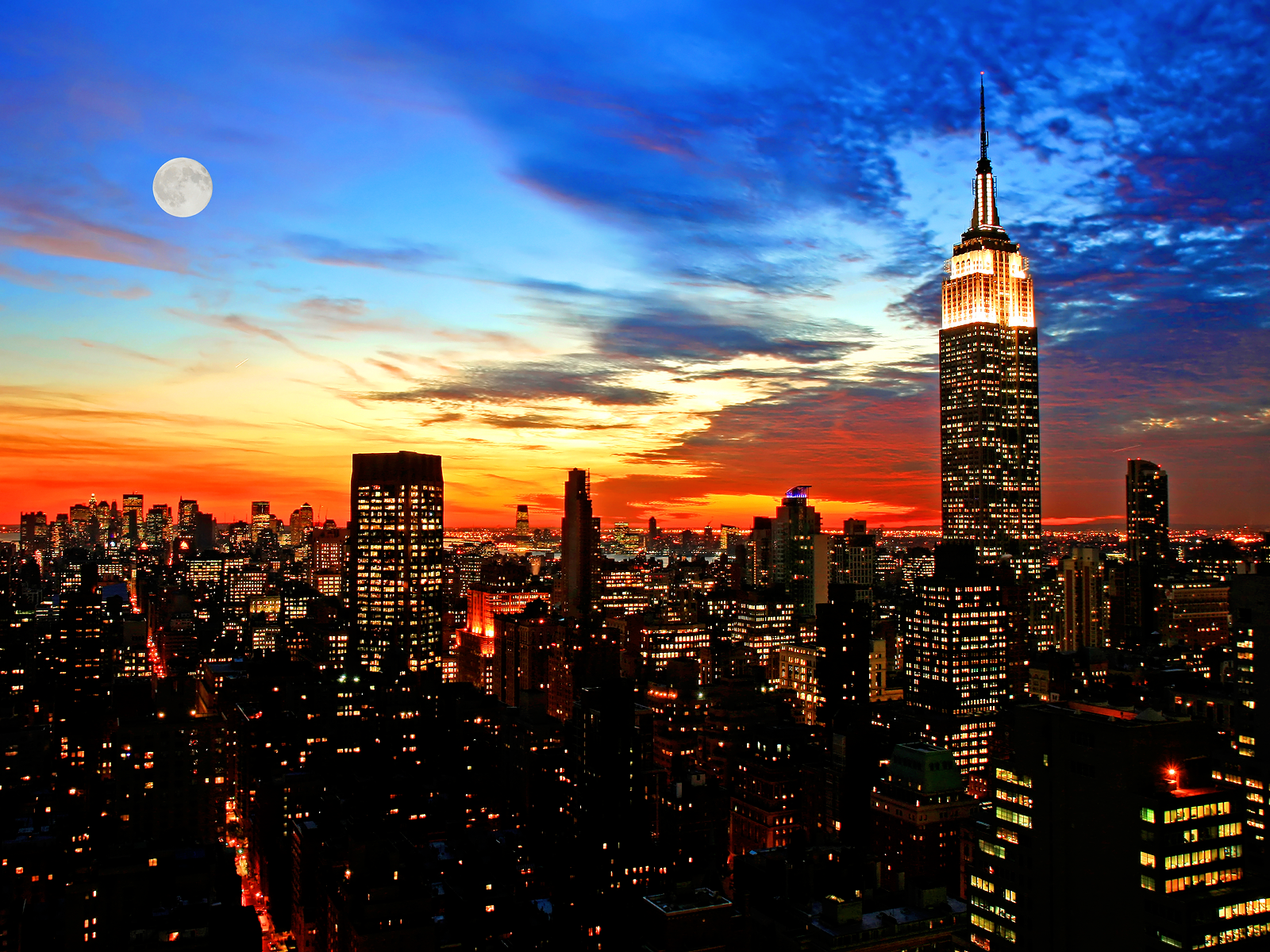New York City Skyline Sunset Wallpaper HD Desktop See