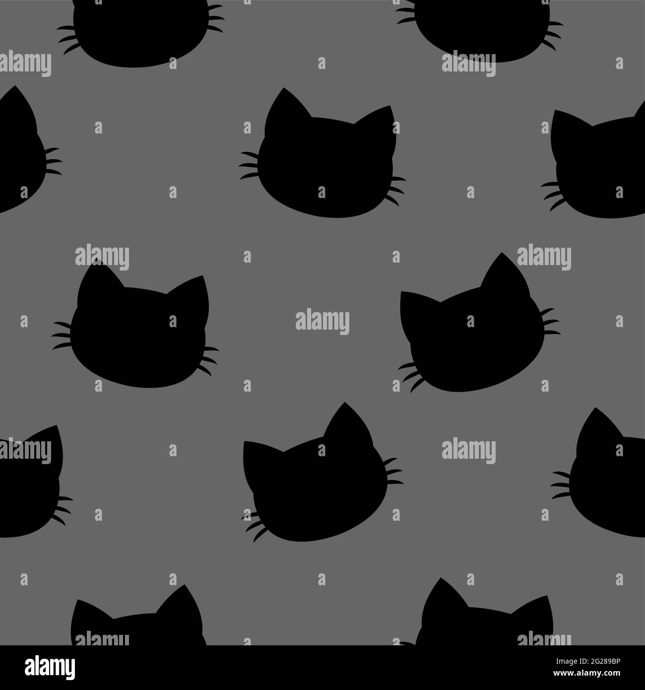 Cute cat head wallpaper black and gray funny vector drawing