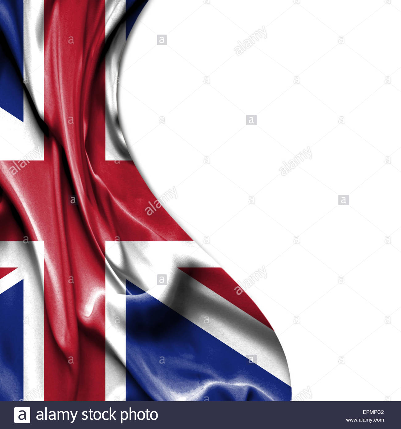 Great Britain Waving Silky Flag Isolated On White Background Stock