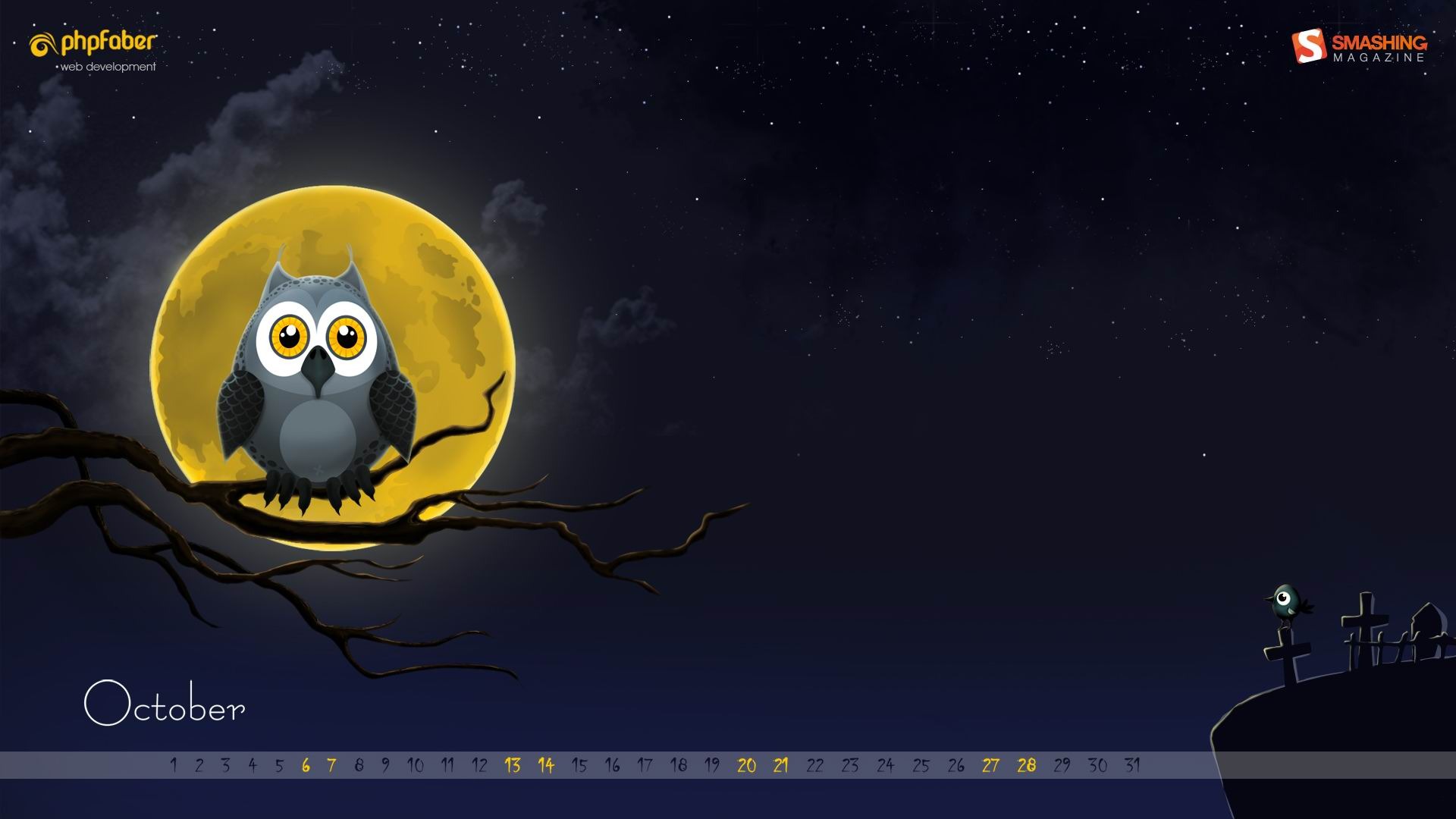 Halloween Owl October Calendar Wallpaper