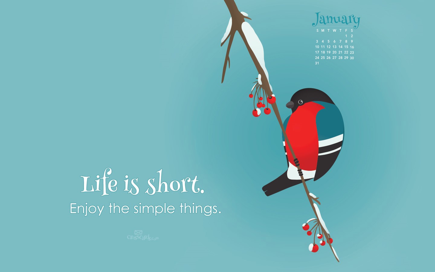 January Life Is Short Desktop Calendar Wallpaper