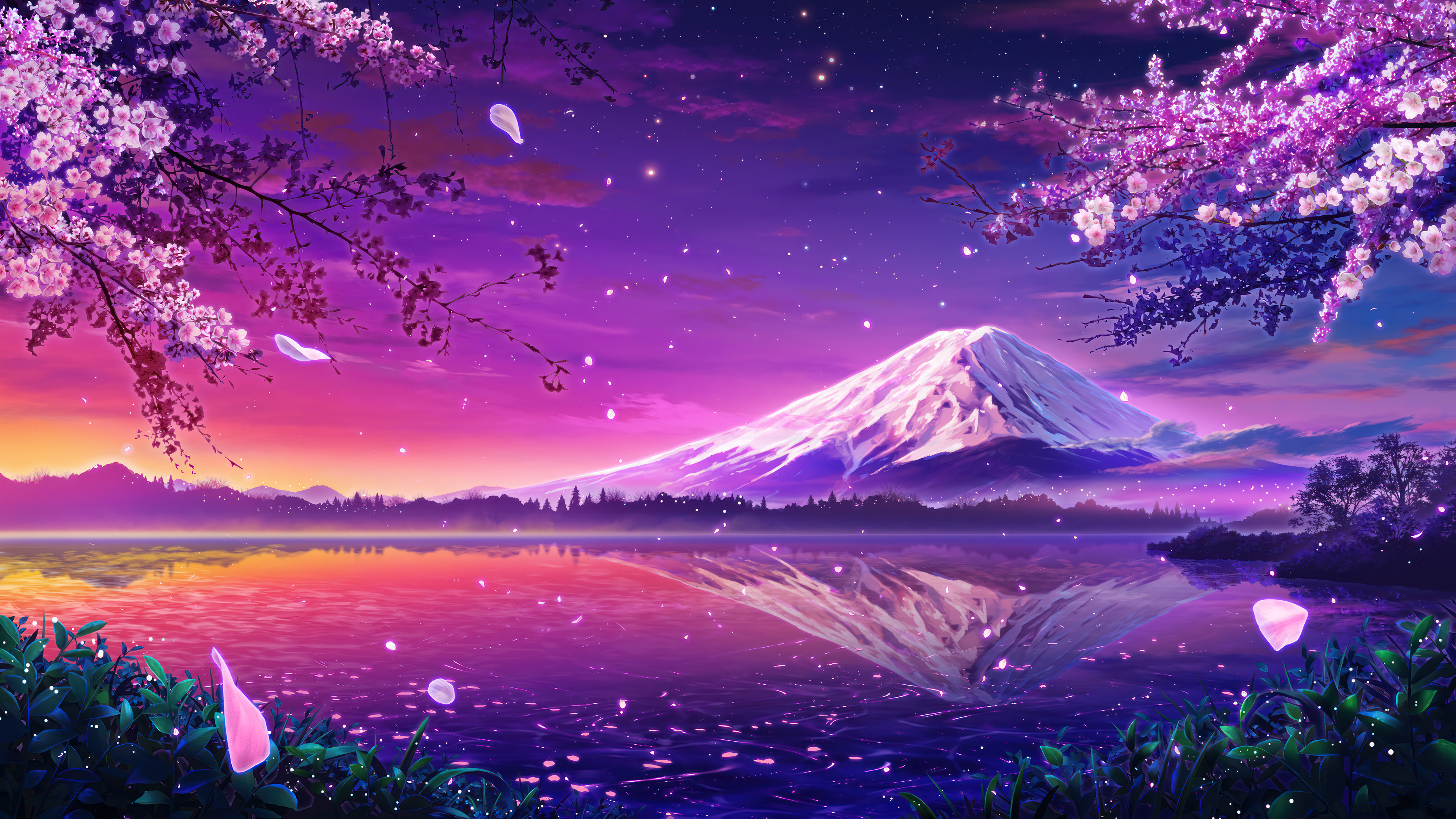 Mount Fuji Cherry Blossom 4k Wallpaper iPhone HD Phone 6801k