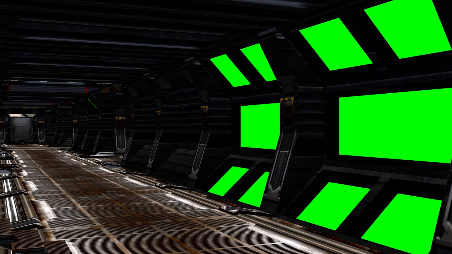 Spaceship Interior With Sound Green Screen Set B