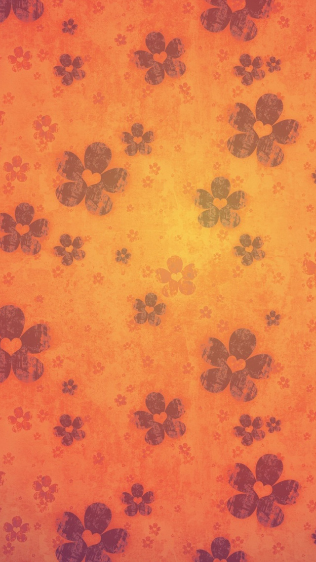 Retro Orange Flowers iPhone 5s Wallpaper