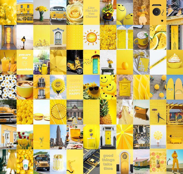 Yellow Collage Kit Pcs Aesthetic Wall Bedroom Decor