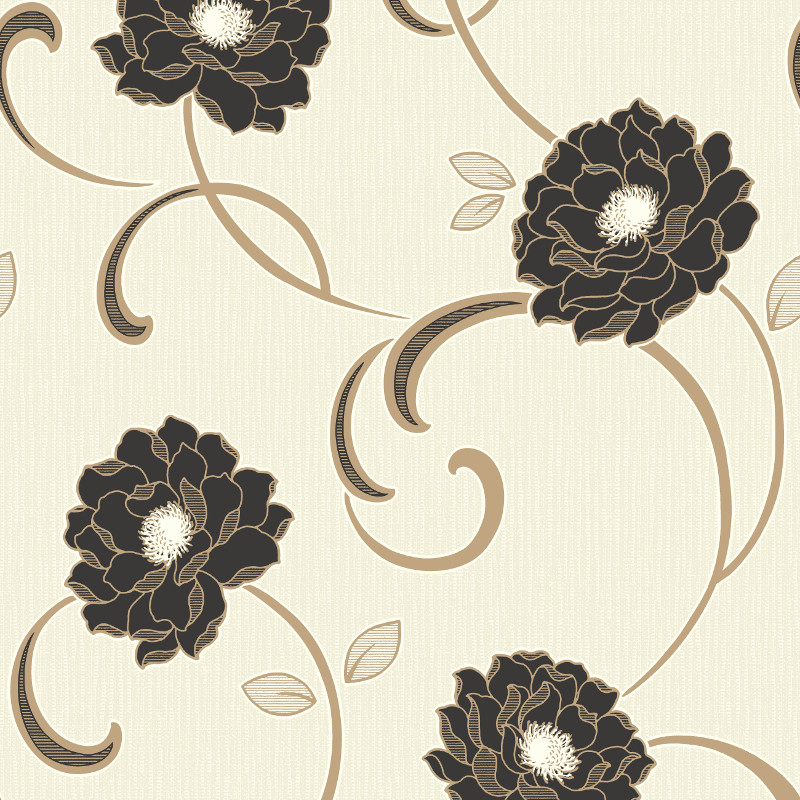 Fine Decor Florentina Wallpaper In Cream Black And Gold Fd30426