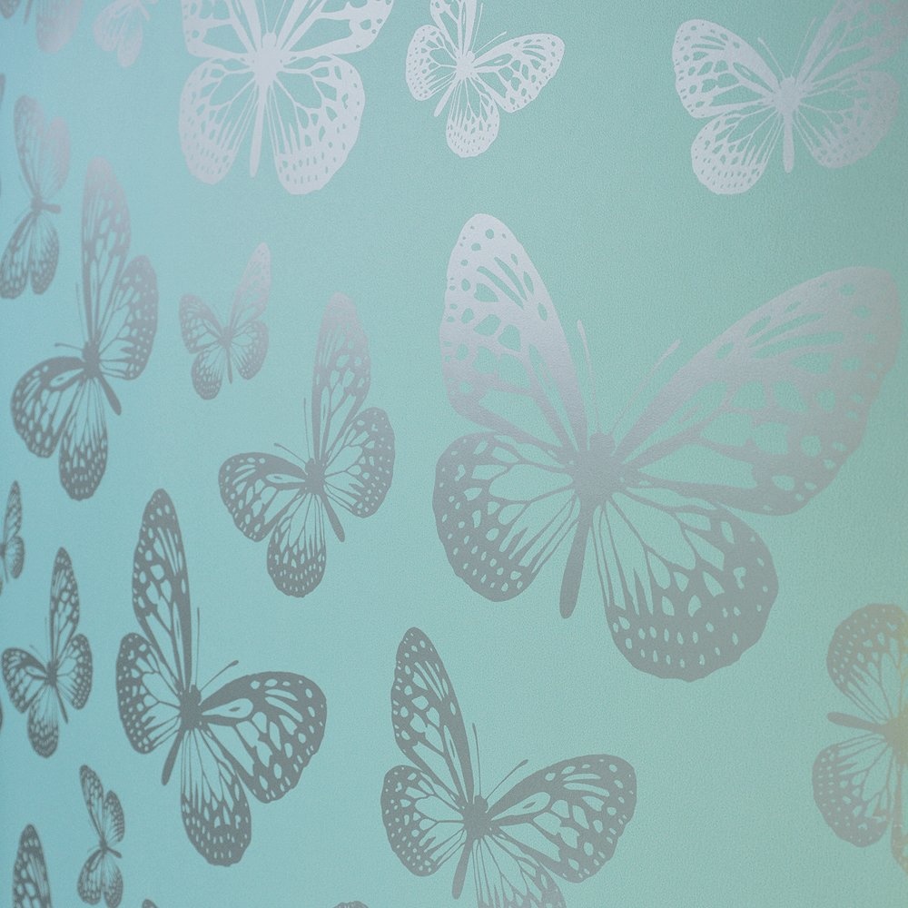 Love Wallpaper Butterfly Shimmer Metallic Silver Teal
