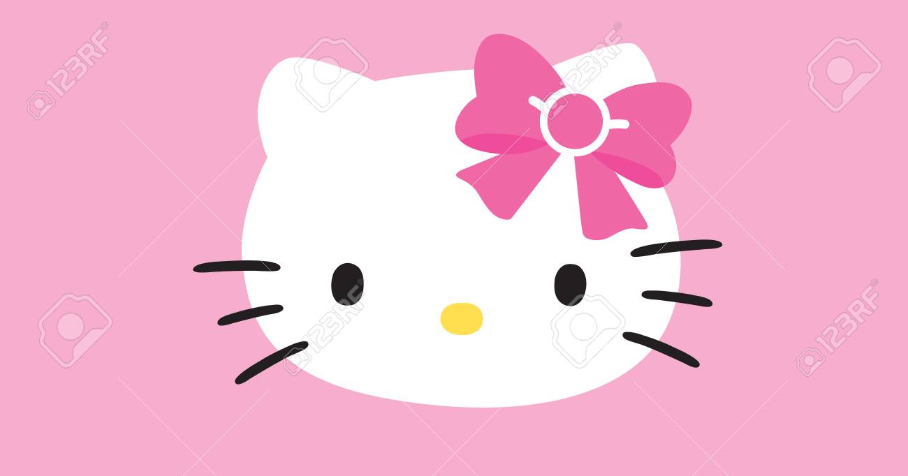 Hello Kitty White Head Pink Background Illustration Character