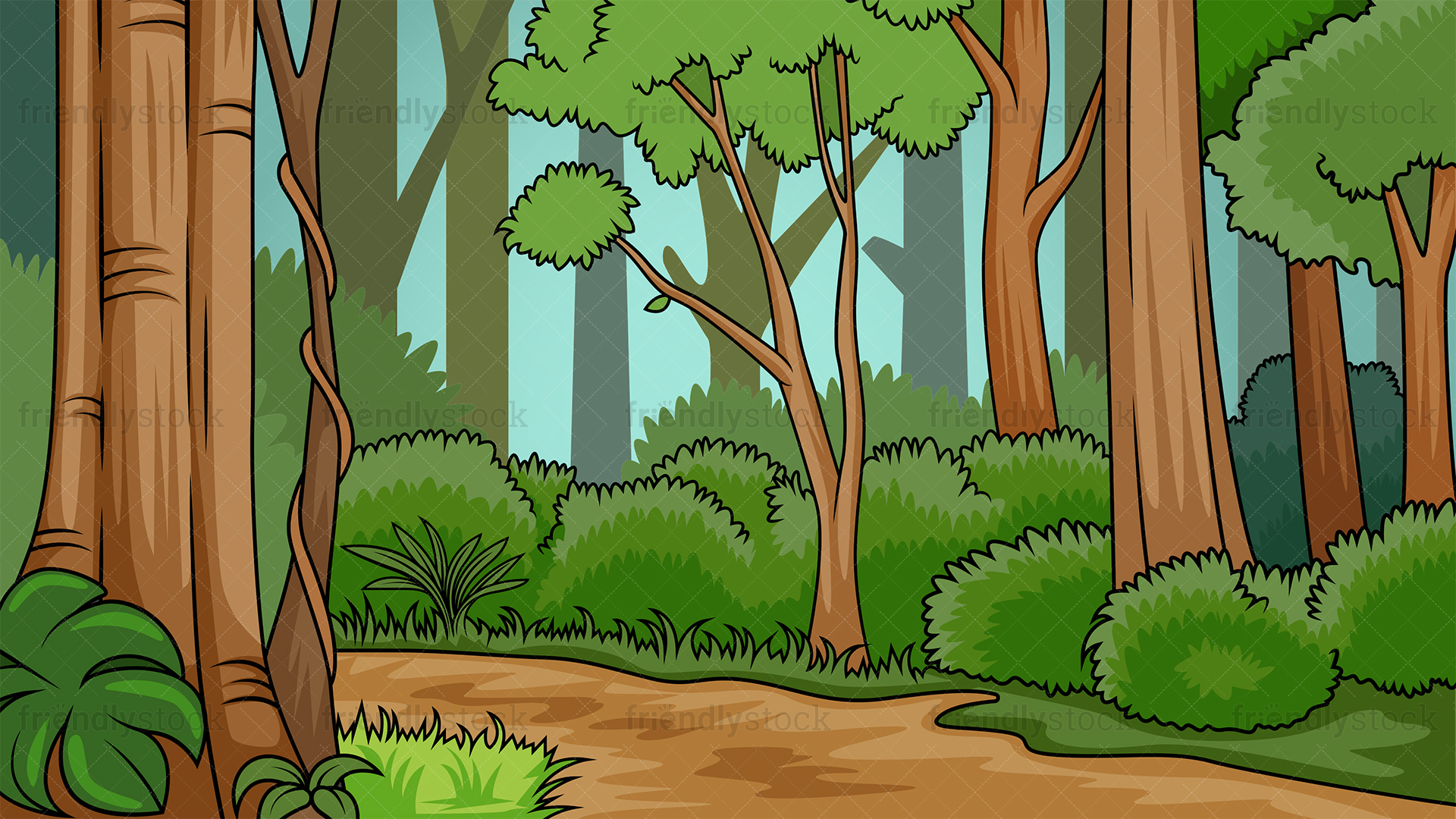 Lush Forest Background Cartoon Vector Clipart   FriendlyStock