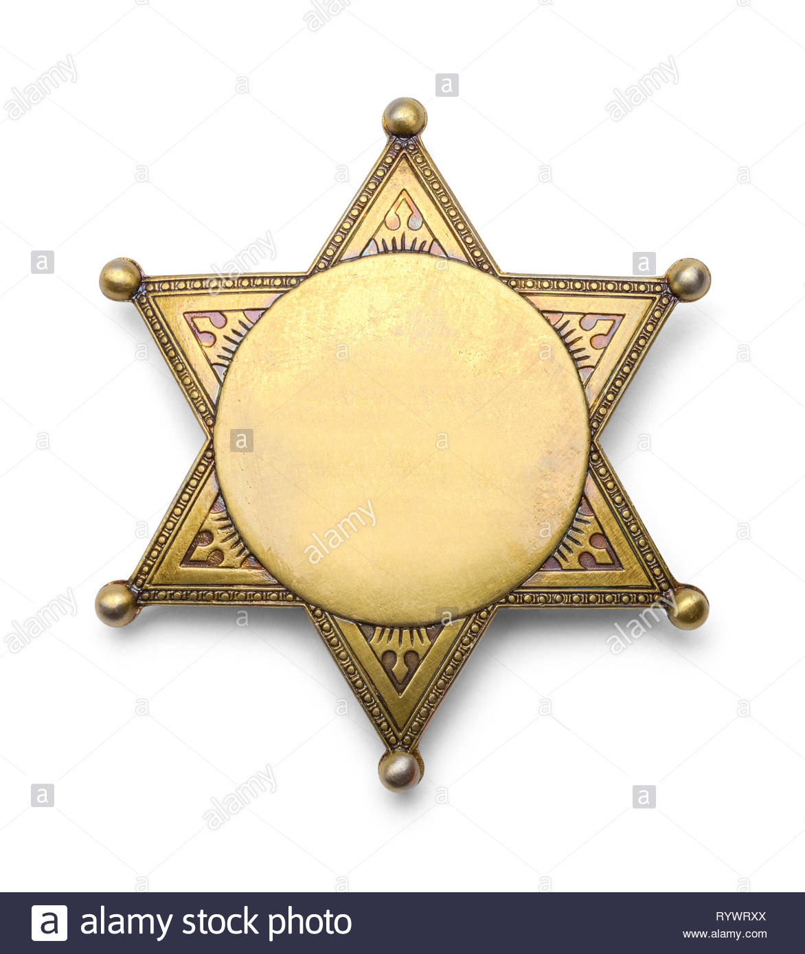 Blank Police Star Badge Isolated On White Background Stock Photo