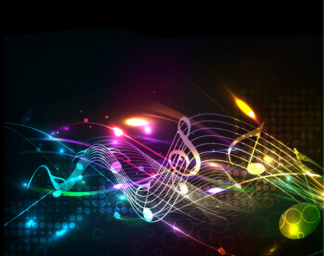 Notes Lines Vector Background Neon Music