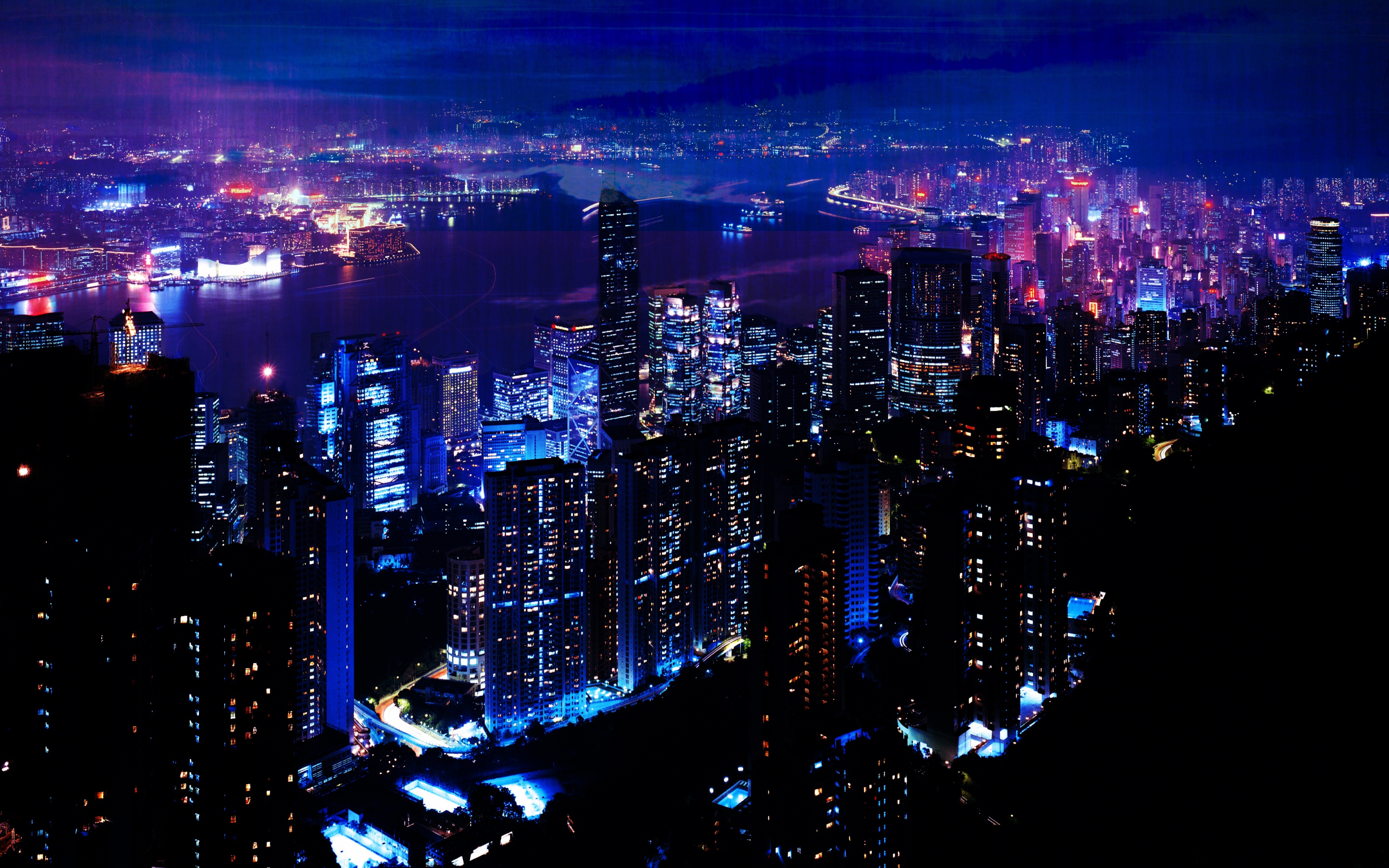 Wallpaper Night City Sky Skyscrapers Ultra Hd 4k