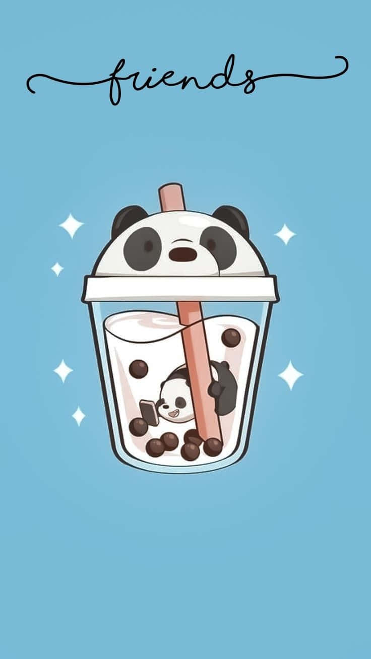 Best Friends Forever iPhone Panda Boba Wallpaper