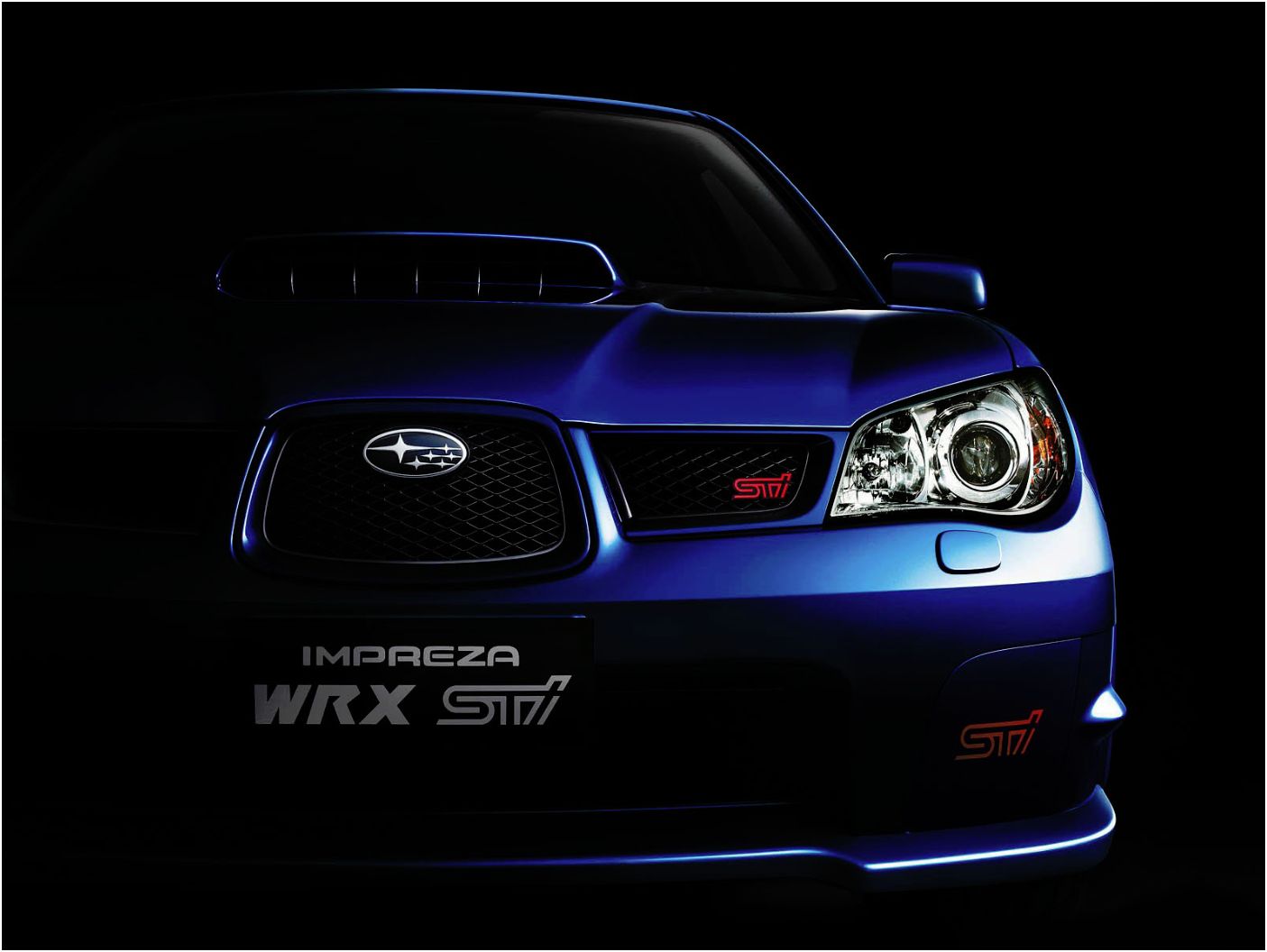 Blue Subaru Wrx Sti With Red Logo Looks Great And The Background
