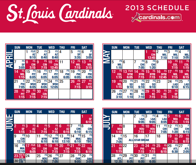 St Louis Cardinals Schedule Search Results Calendar