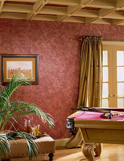 Game Room Decorated With Paper Illusion Script Tuscan Red