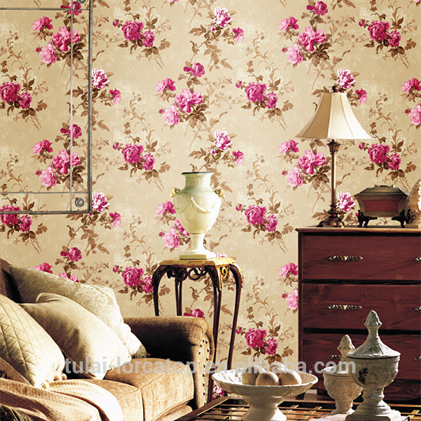 American Country Style Flower Vinyl Wallpaper Wall Clothing Decorative