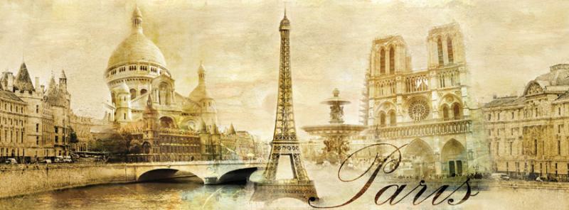 Panoramic Mural Sticker Paris Vintage Classic Gold By Pulaton On