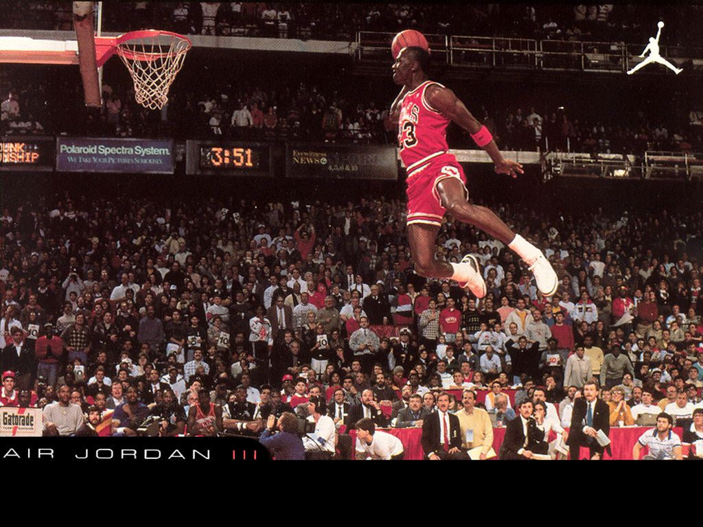 Michael Jordan Dunking From The Throw Line Wallpaper