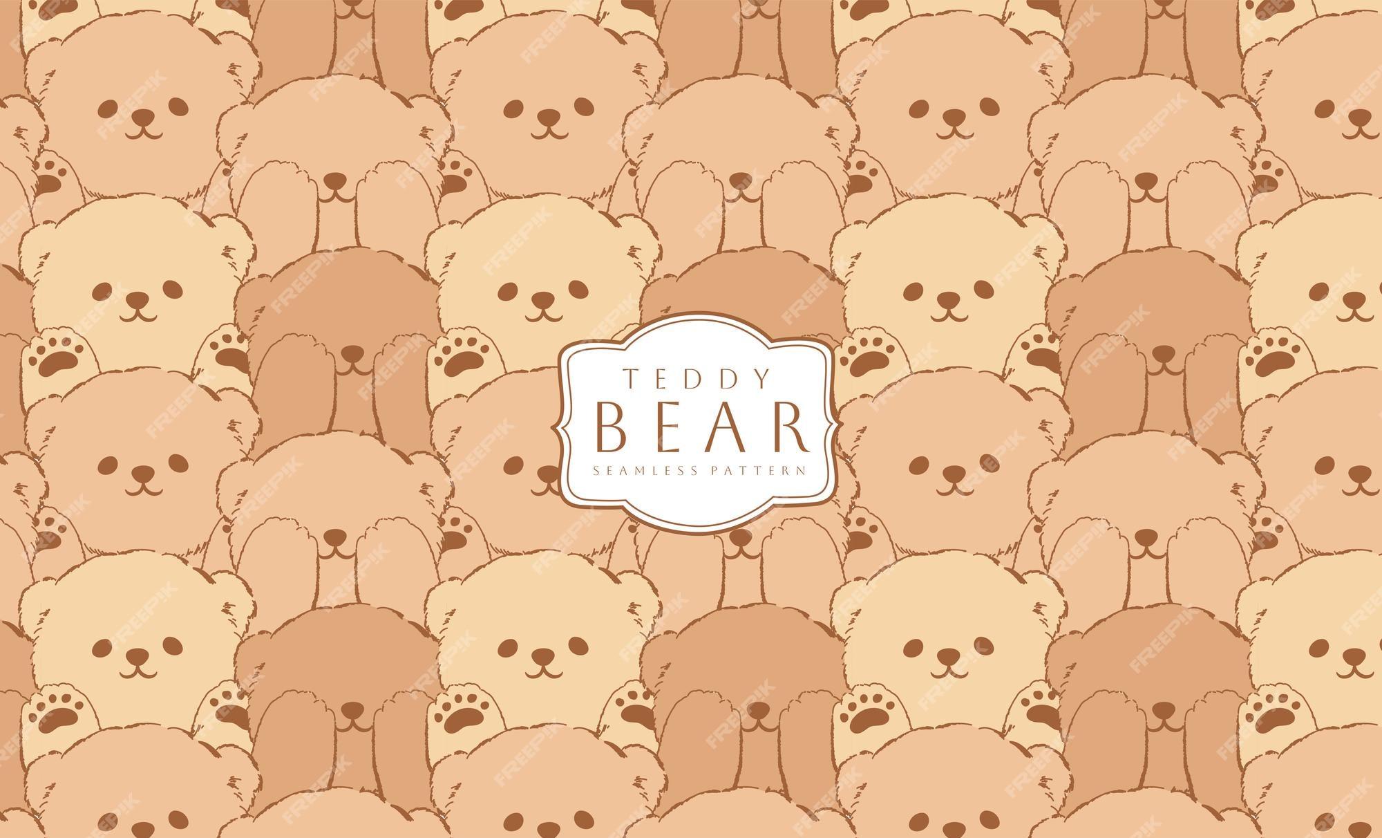 Premium Vector Cute Brown Teddy Bear Seamless Pattern For Baby
