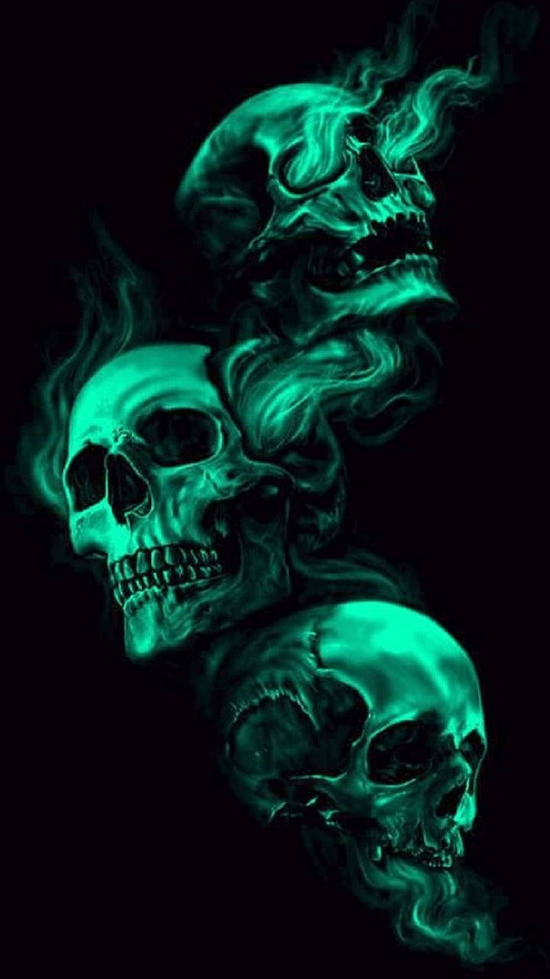 Green Fire Skull Wallpaper