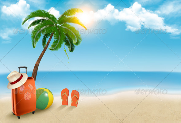 Vacation Background On Beach Travel Conceptual