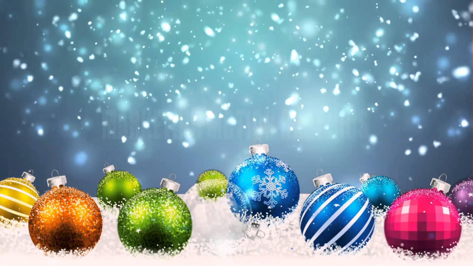 Colorful Christmas Balls In The Snow Wallpaper