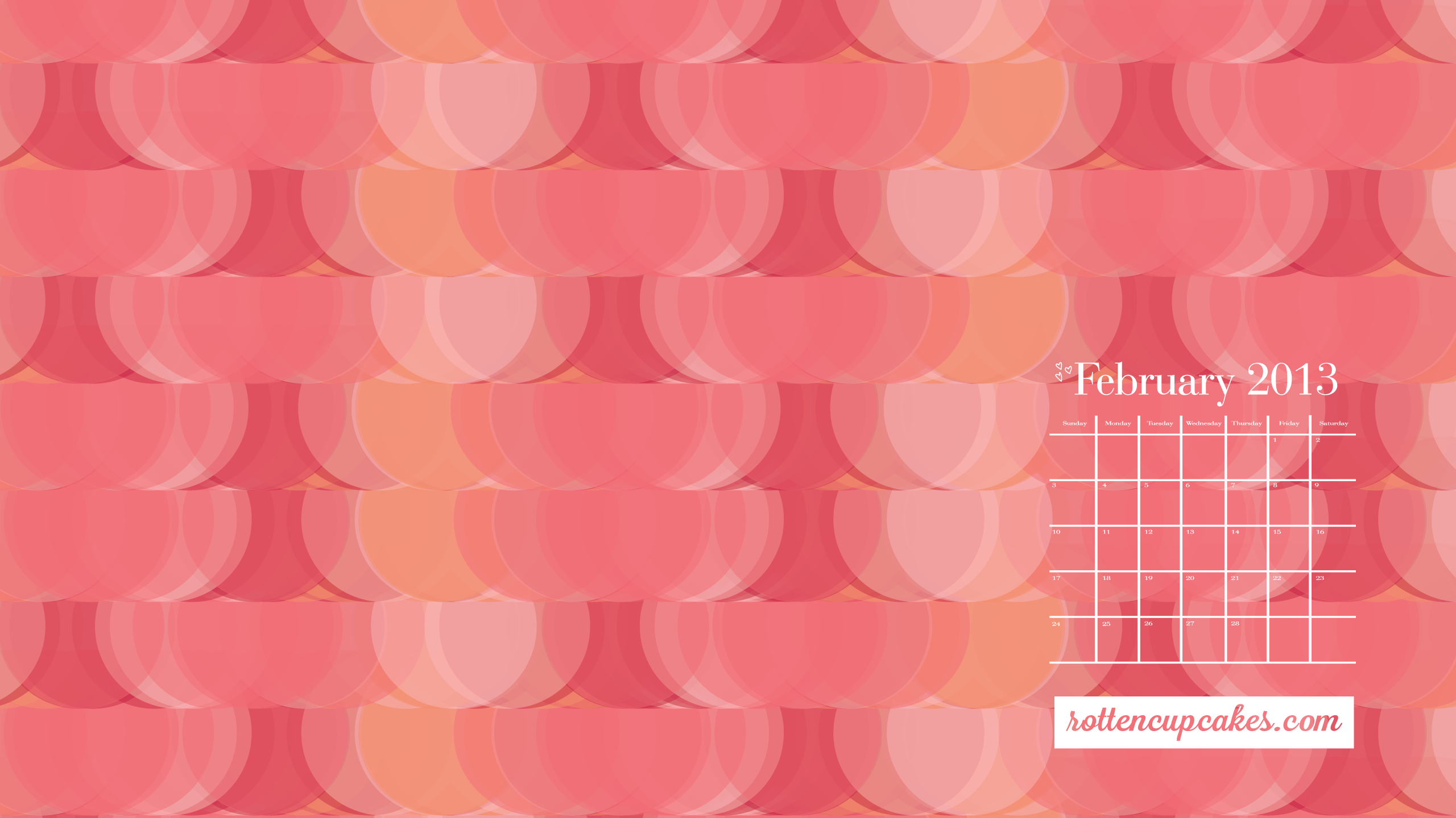 February Calendar Desktop iPhone Wallpaper Rottencupcakes