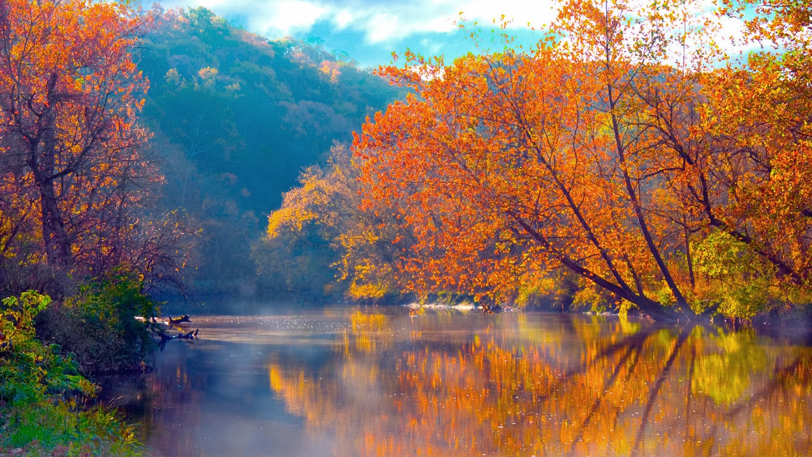 HD Wallpaper Desktop Autumn With Red Leaves