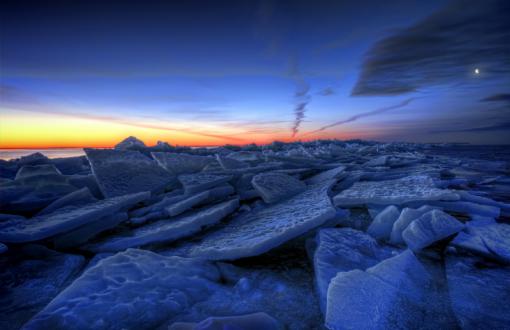 Lakes Frozen Winter Sky Clouds Sunrise Sunset HDr Wide Wallpaper