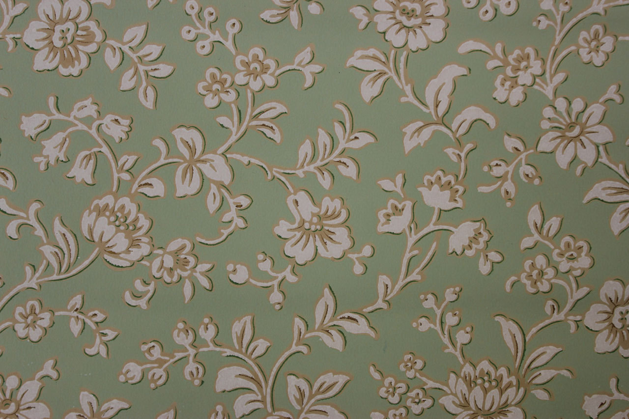 S Antique Vintage Wallpaper White Flowers By