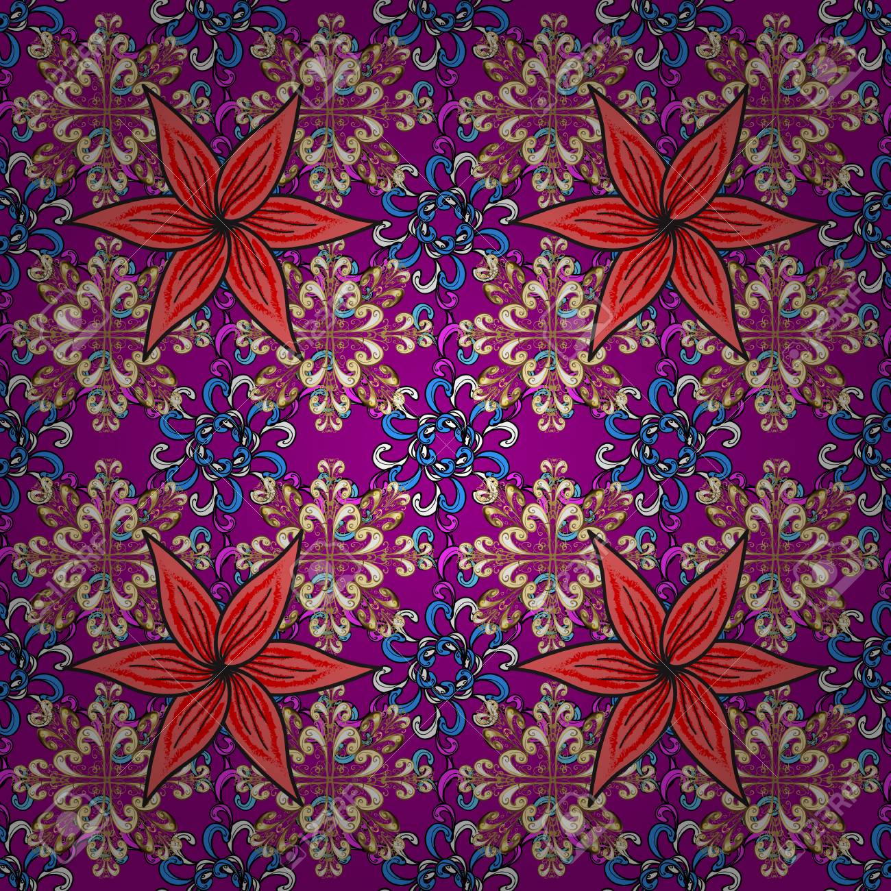 Colored Mandala Pattern Orient Symmetry Lace Fabric Wallpaper