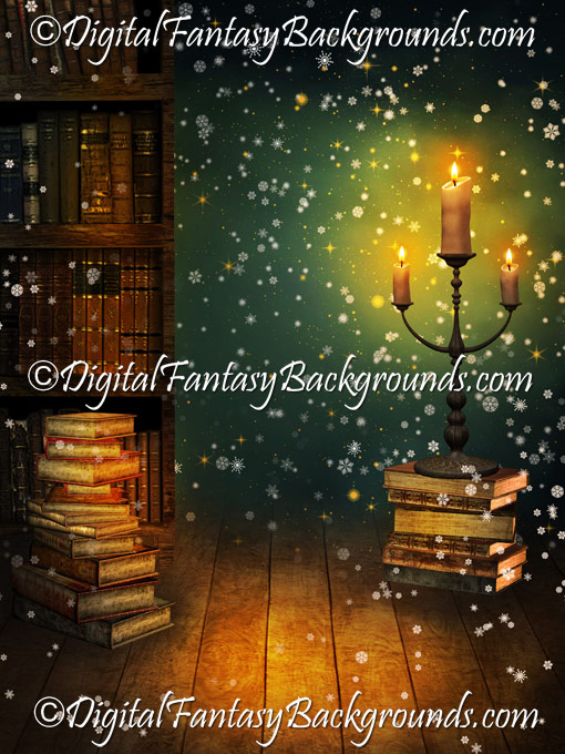 Cozy Winter Night Digital Fantasy Background
