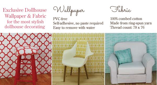 Dollhouse Wallpaper And Matching Fabrics In Modern Miniature Patterns