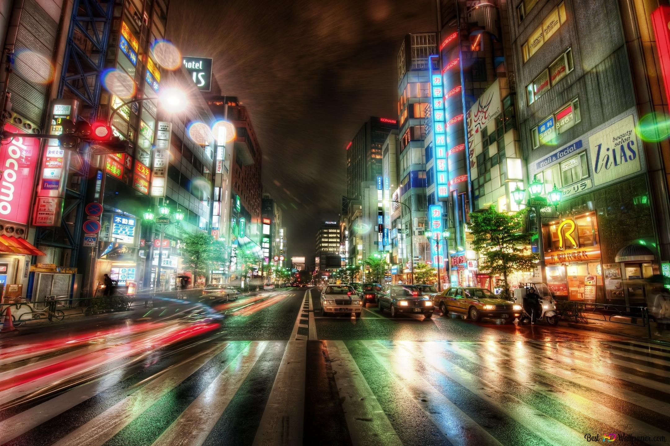 japan tokyo time lapse neon lights 2K wallpaper download