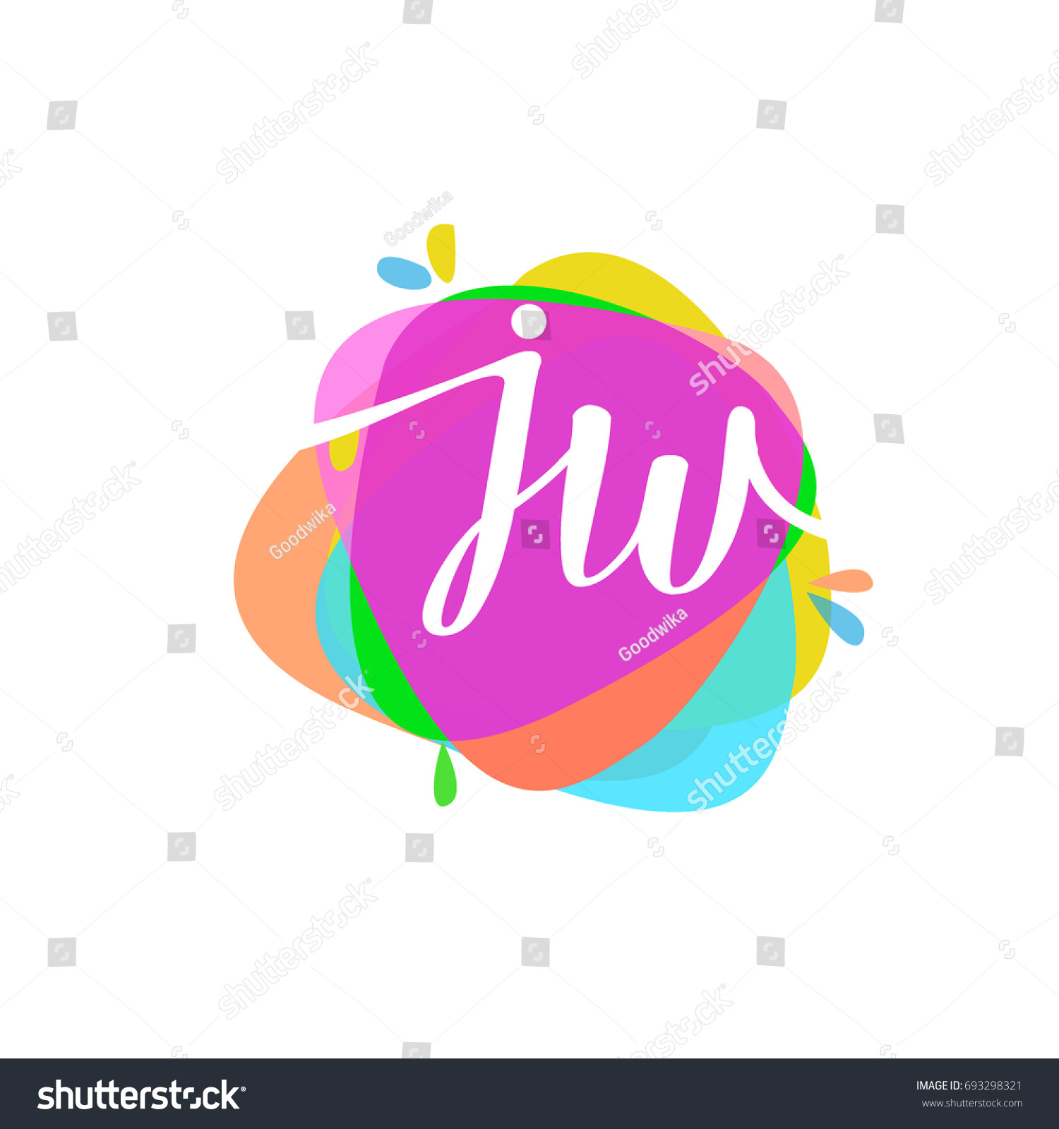 Letter Jw Logo Colorful Splash Background Stock Vector Royalty