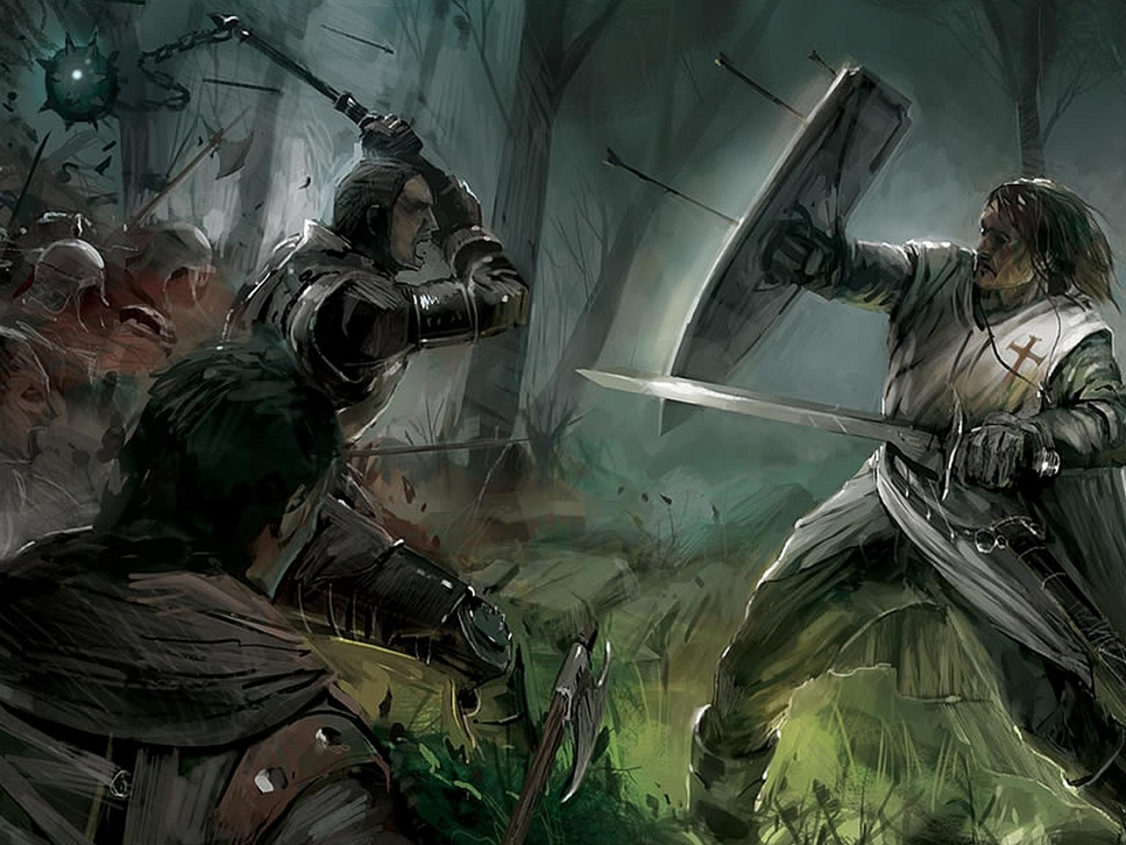 Knights Fight Templars Warriors Medieval Wallpaper