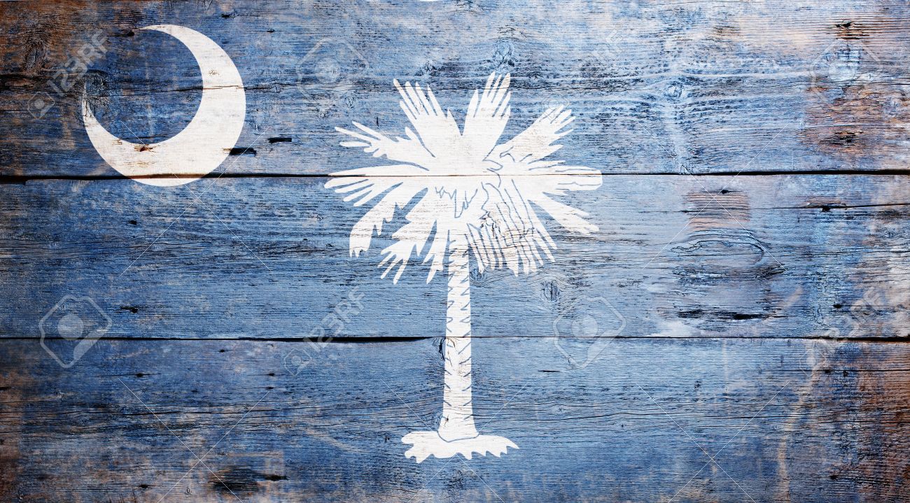 Flag Of The State South Carolina Painted On Grungy Wooden