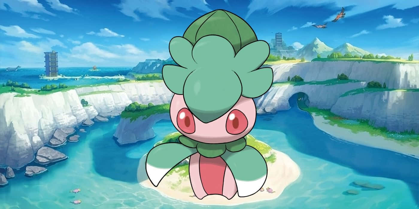 Pok Mon Fomantis With Lake Wallpaper