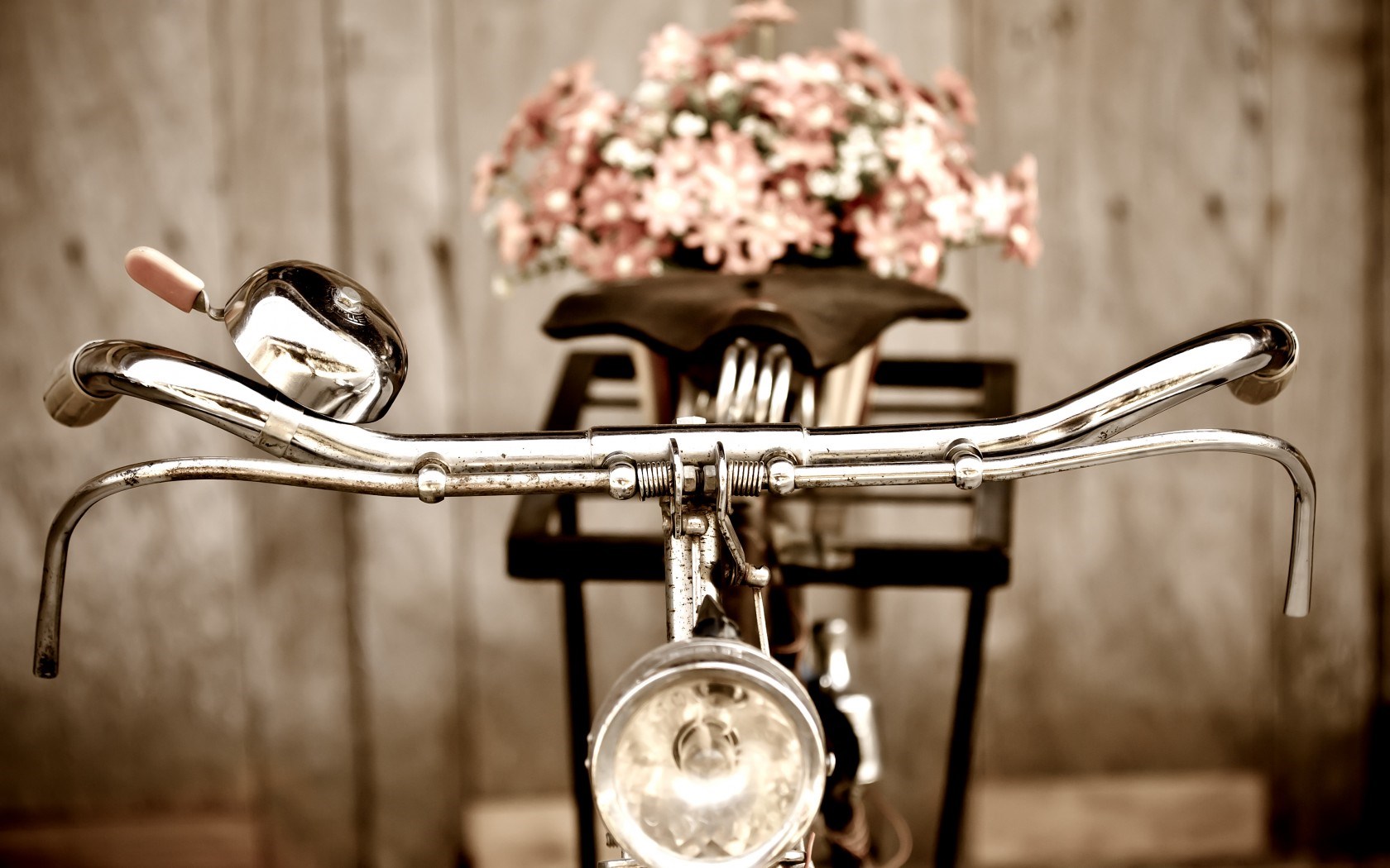 Bicycle On Bokeh Light Background With Little Flowers HD