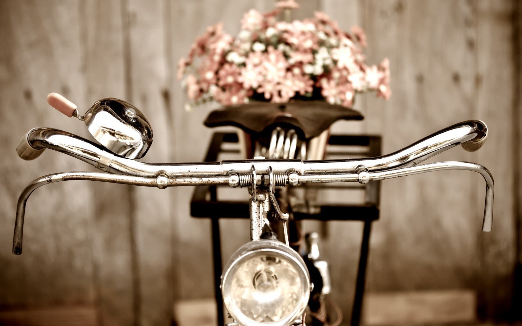 Bicycle On Bokeh Light Background With Little Flowers Hd