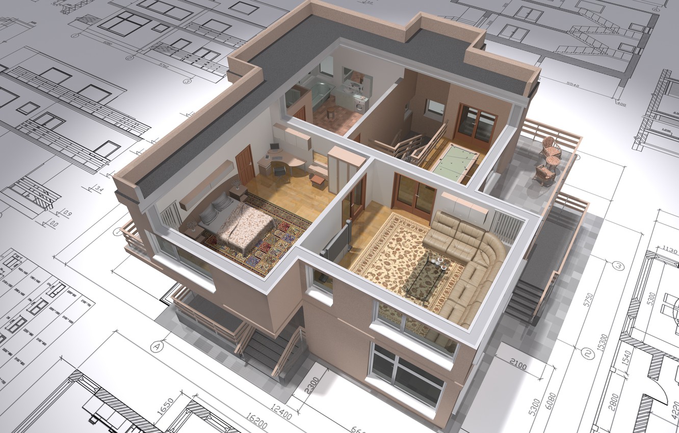 Wallpaper House Design Architecture Distribution Plans Image