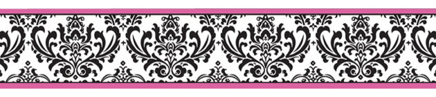 Isabella Hot Pink Black and White Wall Paper Border by Sweet Jojo