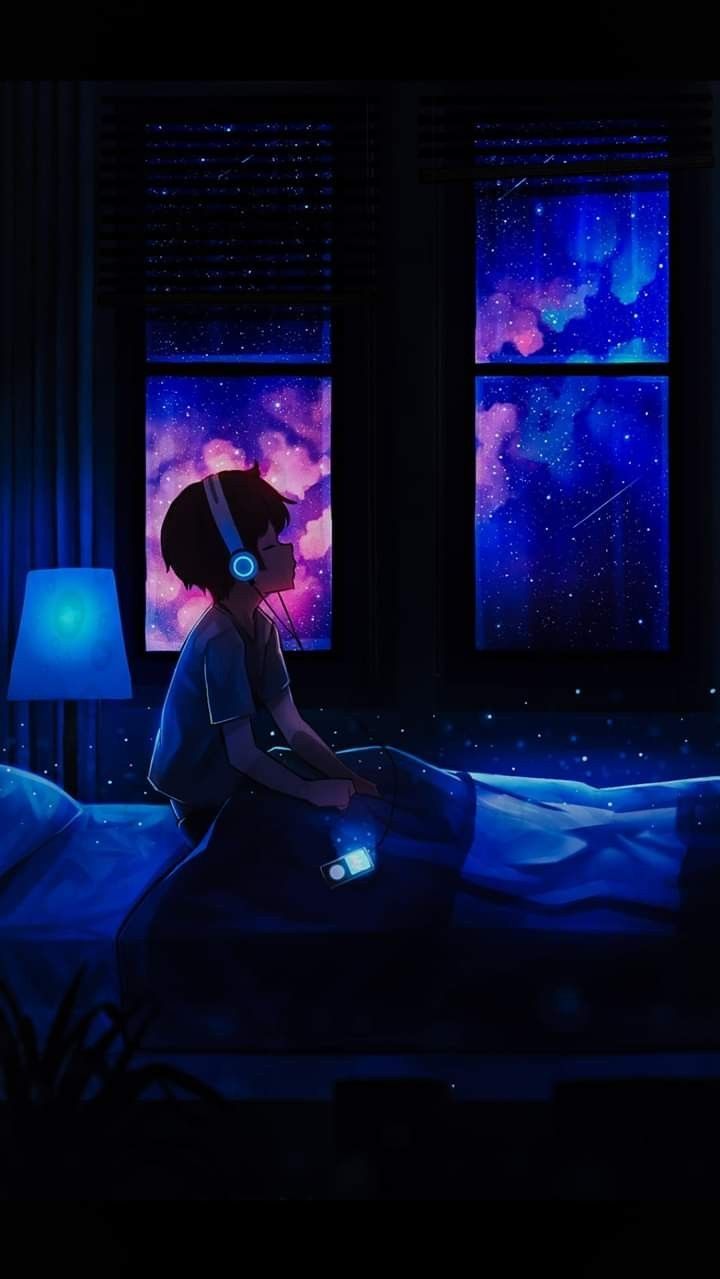 Wallpaper ID: 129337 / anime, fantasy girl, digital art, artwork,  illustration, fantasy art, galaxy, universe, stars, starry night, starred  sky, sky, skyscape, reflection, clouds, environment, dreamscape, blue,  concept art, night, night sky