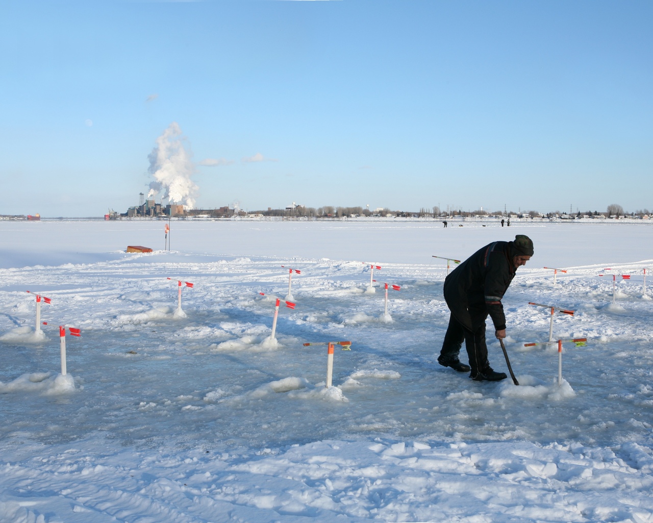 P Che Sur Glace Ice Fishing Puter Wallpaper